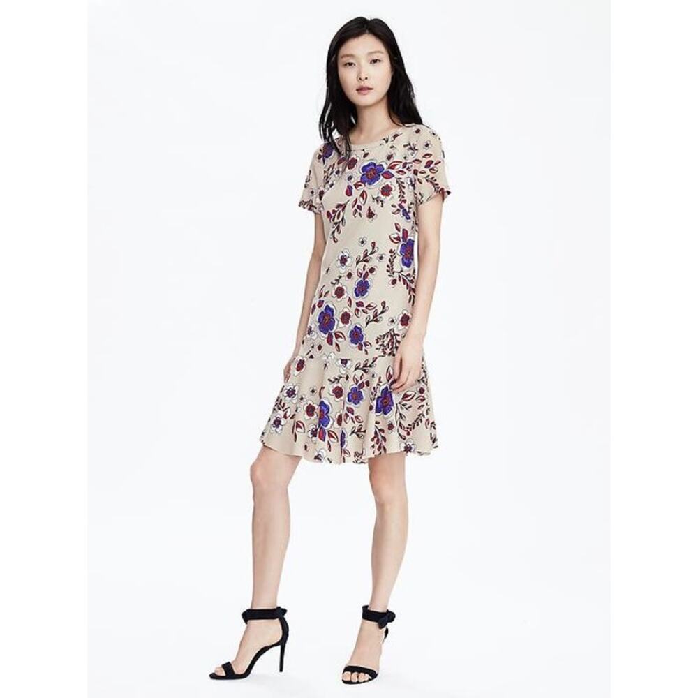 Banana Republic Floral Print Short Sleeve Dress Size 2 Multicolor - Picture 9 of 9